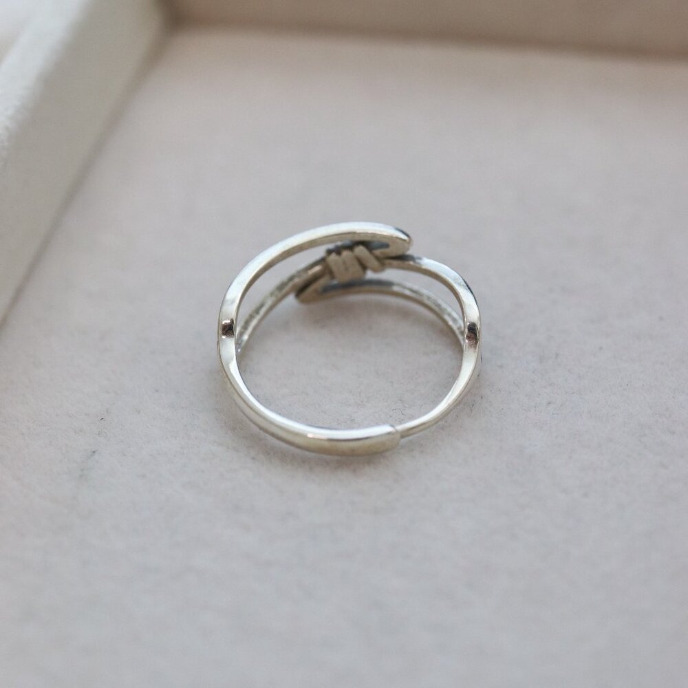 S925 Knot Link Style Adjustable Ring Sterling Silver Stamped S925 - Picture 3 of 4